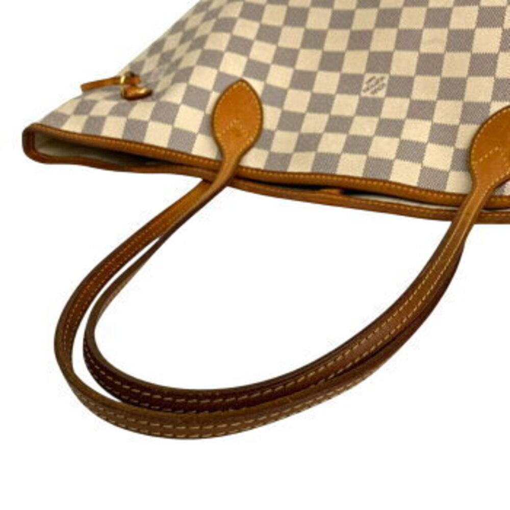 Louis Vuitton White Bag Tote Azur Damier Shoulder Neverfull - Picture 8 of 10